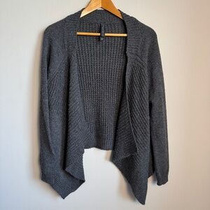 Aeropostale Long Sleeve Chunky Knit Open Front Draped Cardigan Charcoal Medium